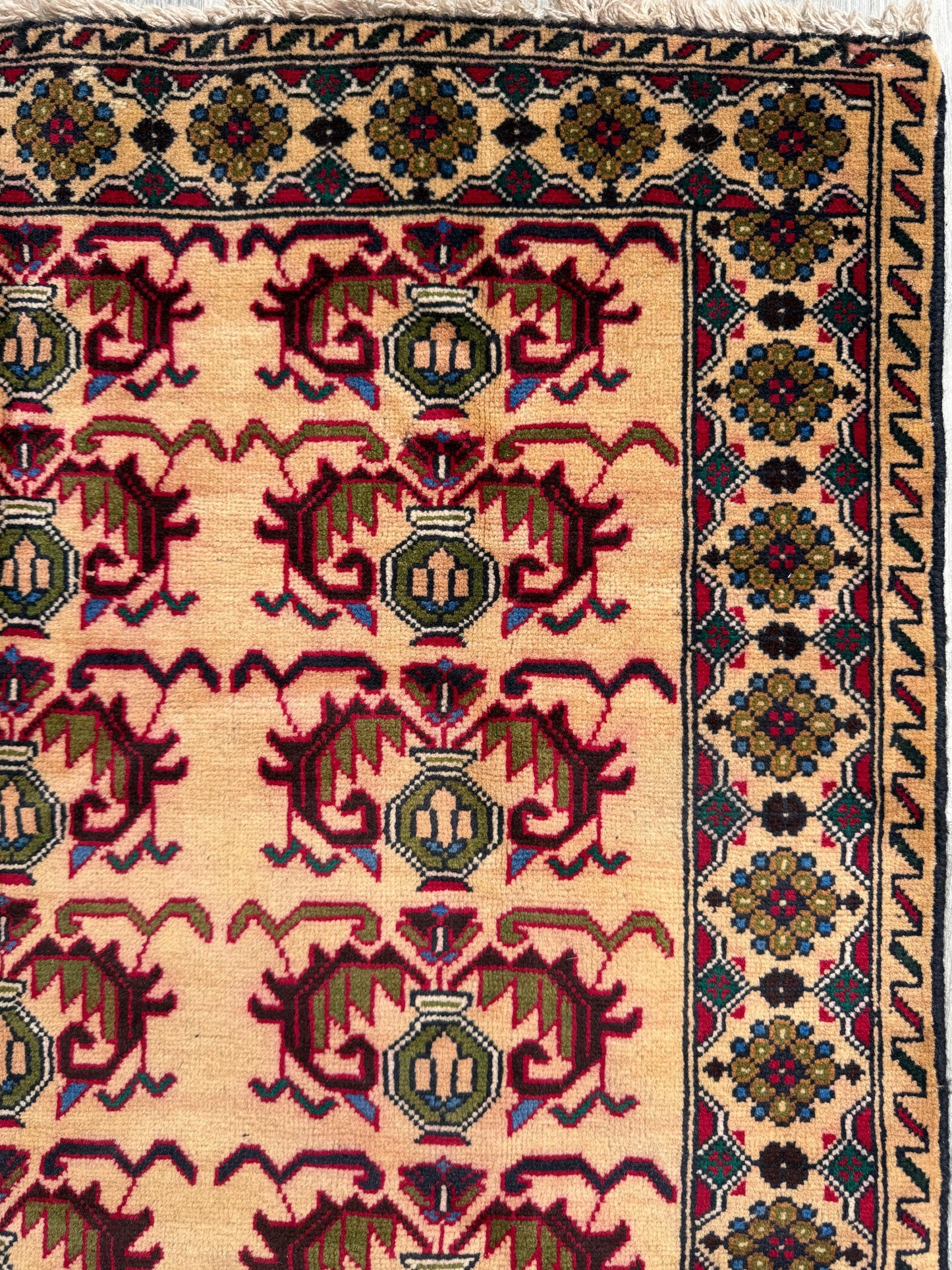 3x5 Vintage Afghan Wool Rug, Hand Knotted Turkmen Style