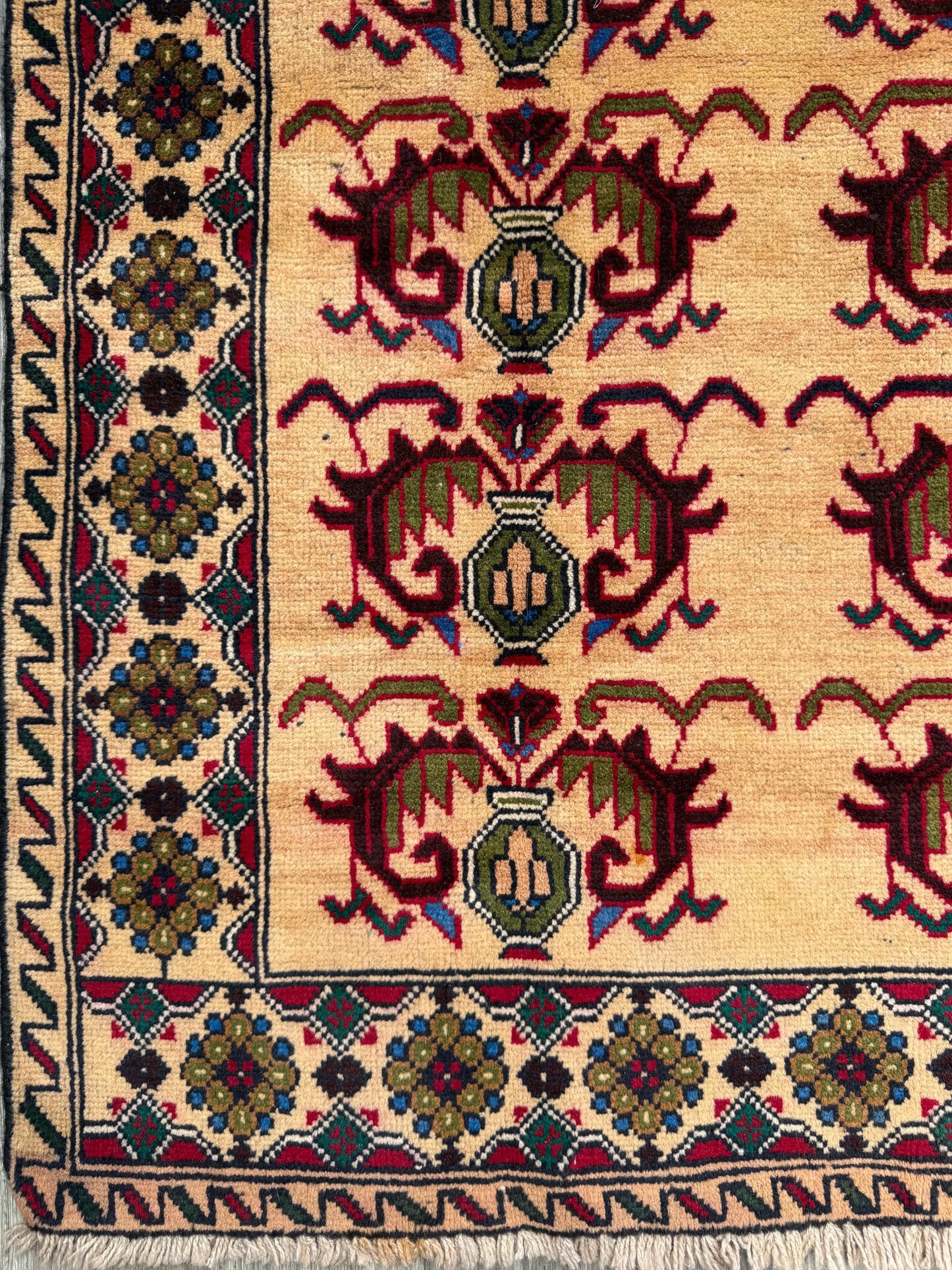 3x5 Vintage Afghan Wool Rug, Hand Knotted Turkmen Style