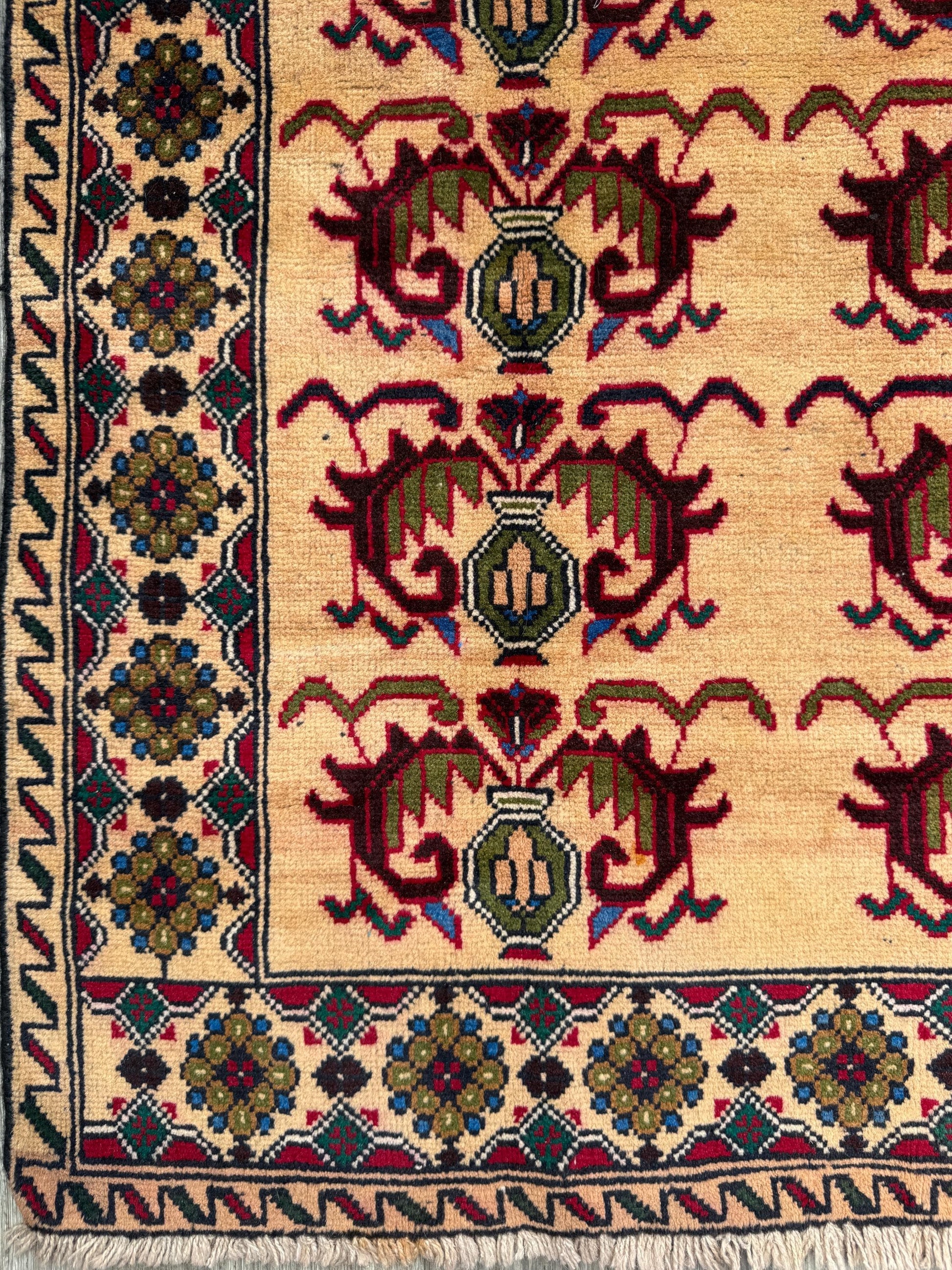 3x5 Vintage Afghan Wool Rug, Hand Knotted Turkmen Style