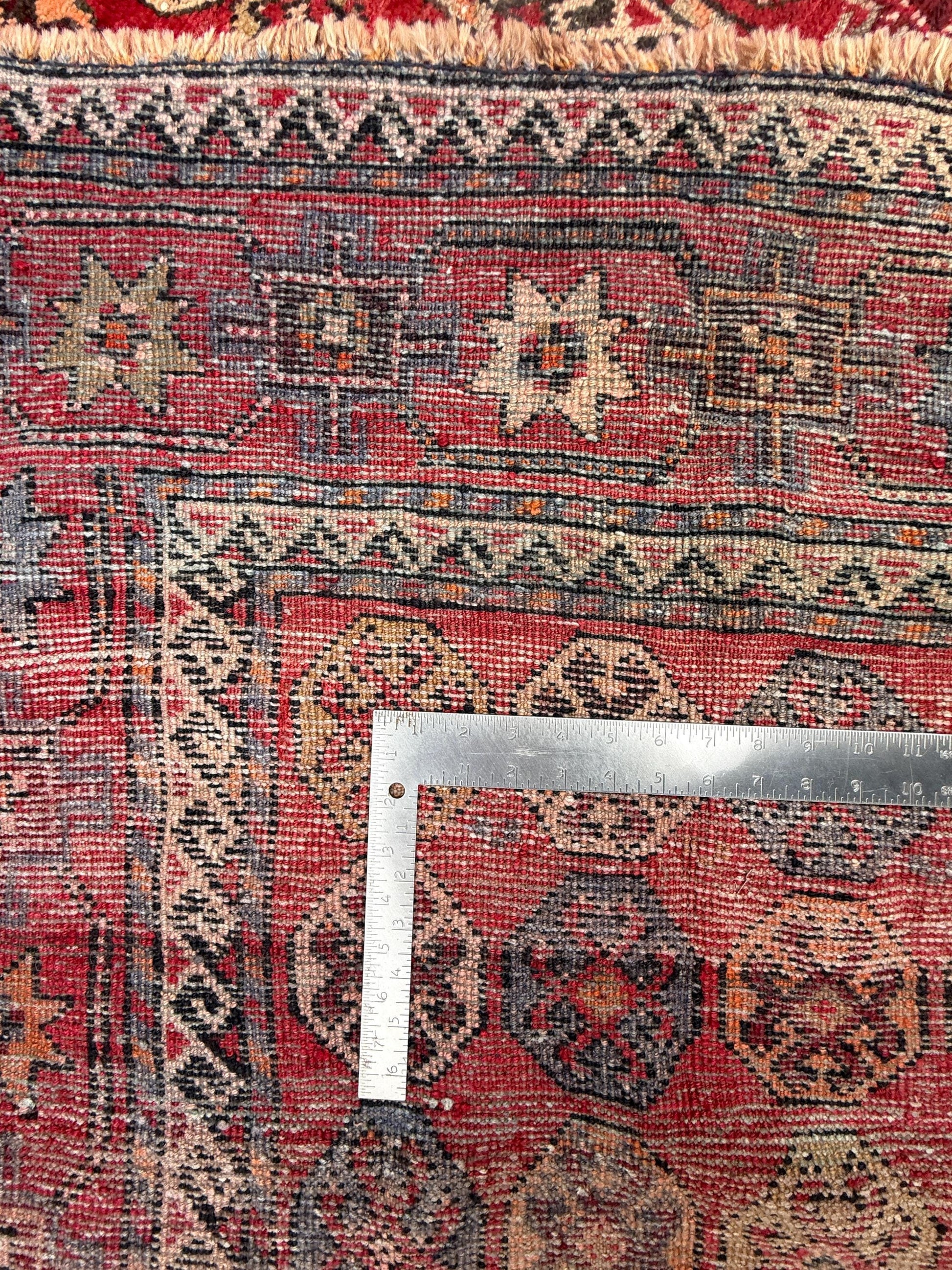 5x9 Vintage Afghan Wool Rug, Hand Knotted Turkmen Style