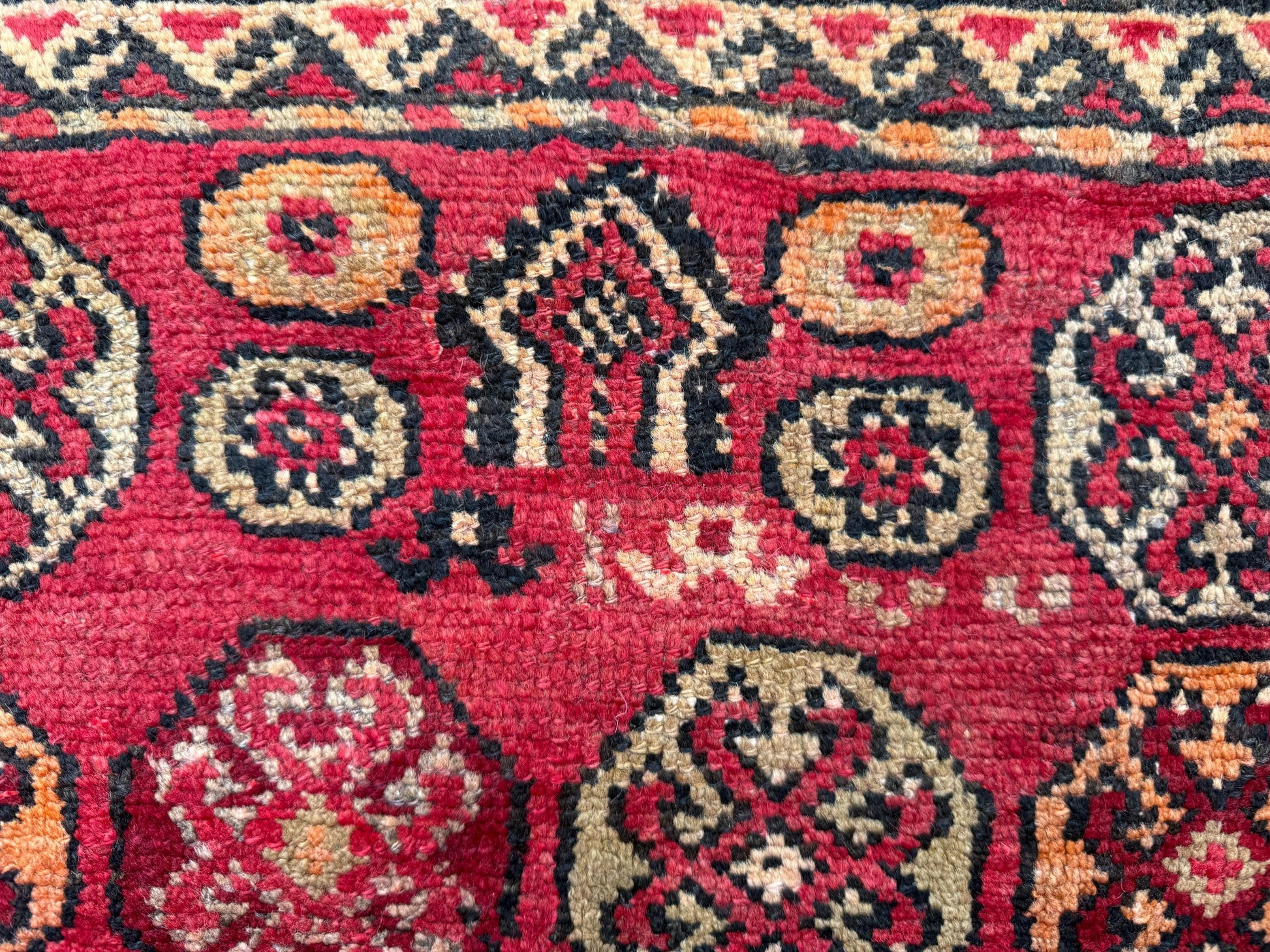 5x9 Vintage Afghan Wool Rug, Hand Knotted Turkmen Style