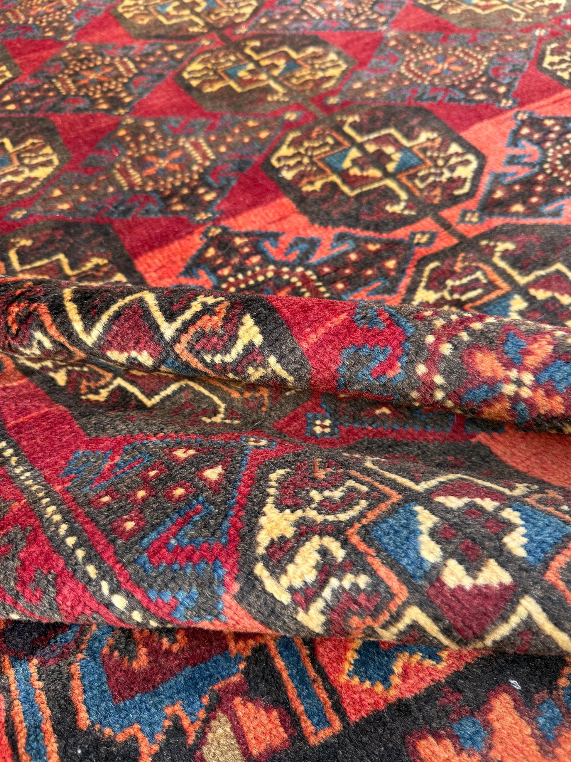 Turkish 5x8 ft Hand Knotted Rug Vintage Anatolian Village Geometric Area 1990s Wool Tribal Living Room Floor Carpet Decor