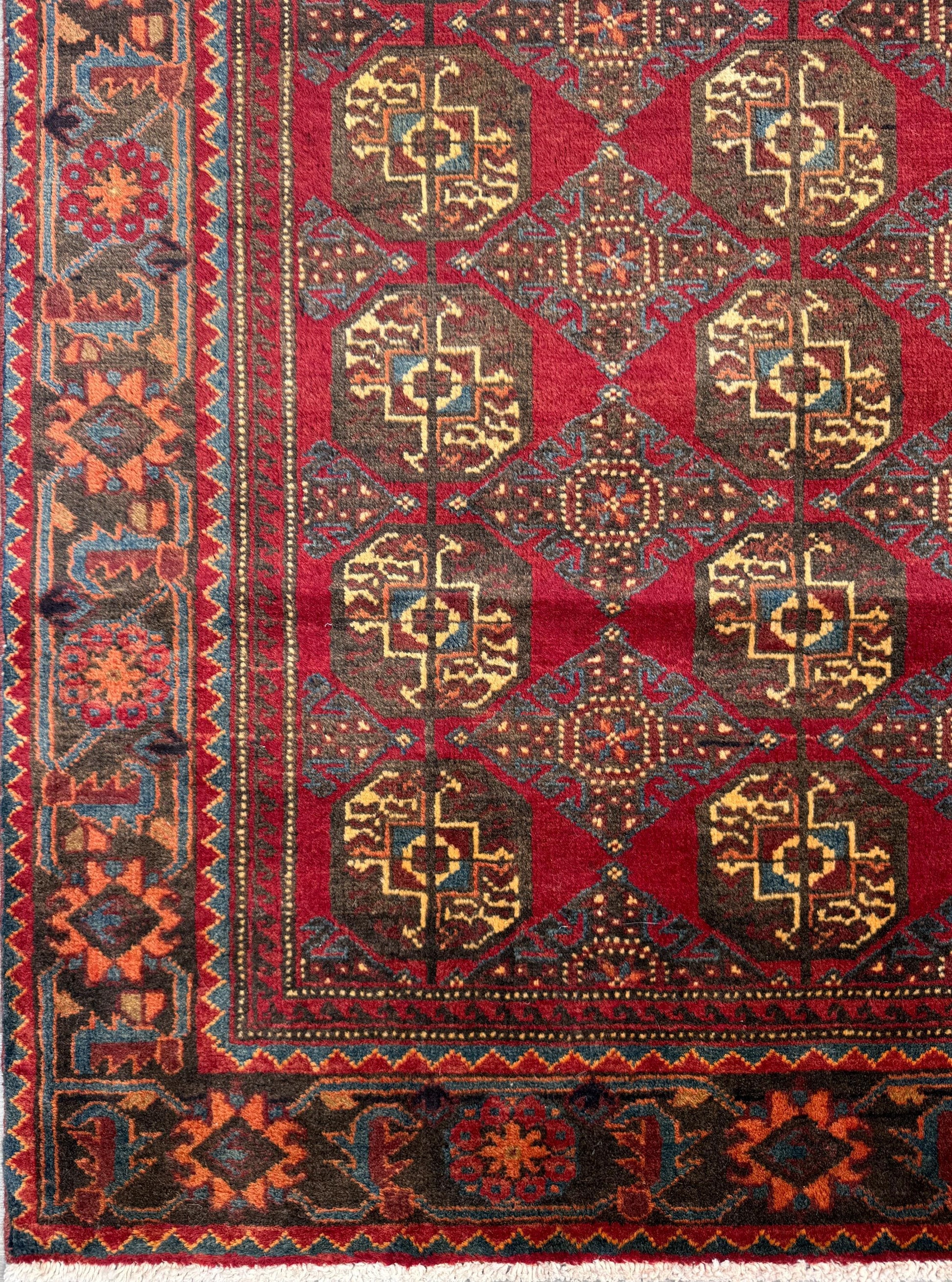 Turkish 5x8 ft Hand Knotted Rug Vintage Anatolian Village Geometric Area 1990s Wool Tribal Living Room Floor Carpet Decor