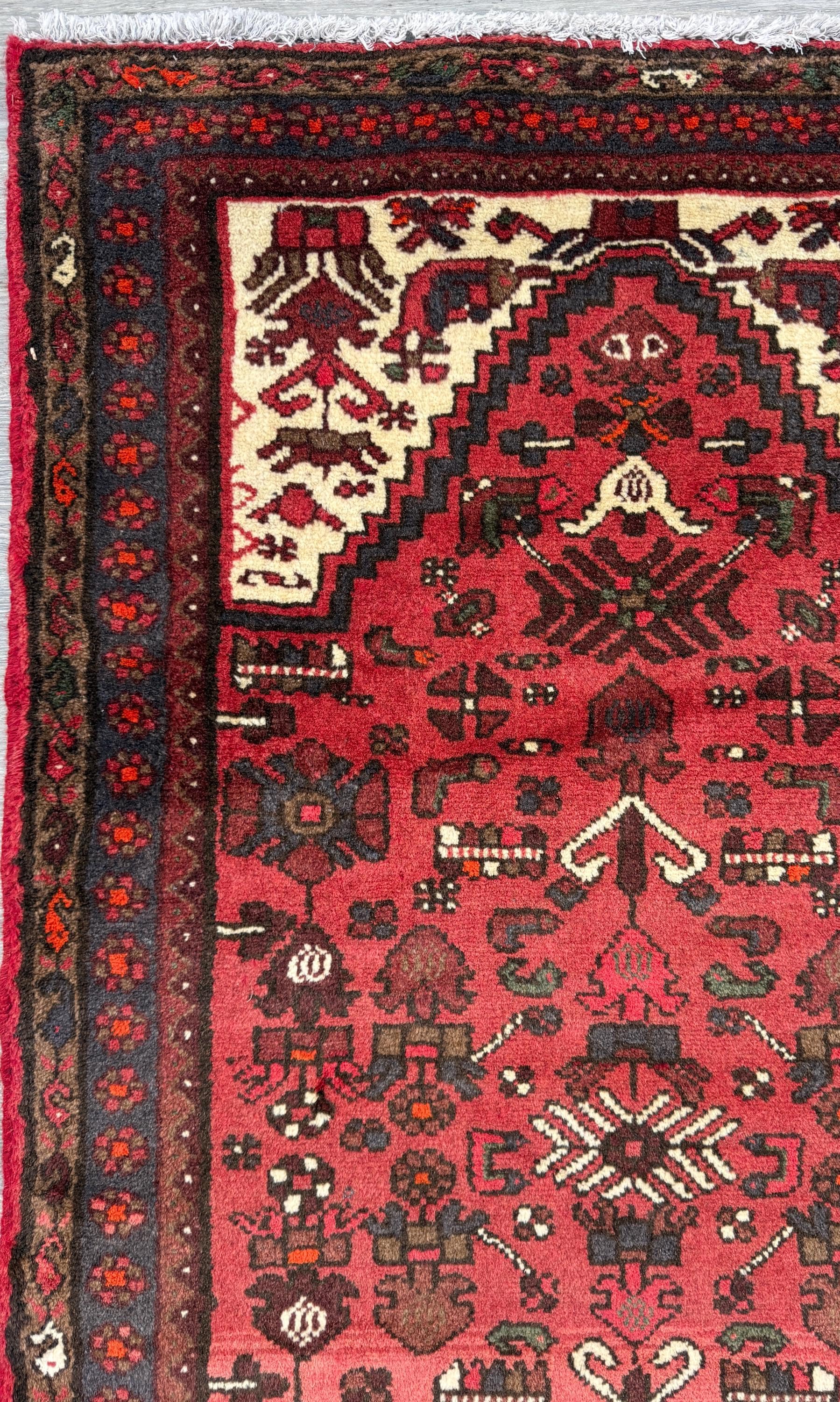 Vintage Turkish Anatolian Rug 3x5 ft Hand Knotted Wool Tribal Geometric Rug 1960s