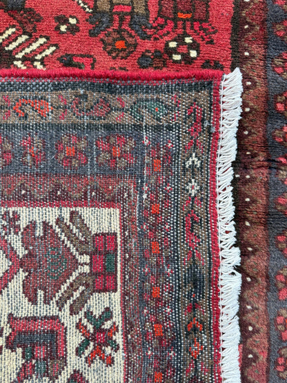 Vintage Turkish Anatolian Rug 3x5 ft Hand Knotted Wool Tribal Geometric Rug 1960s