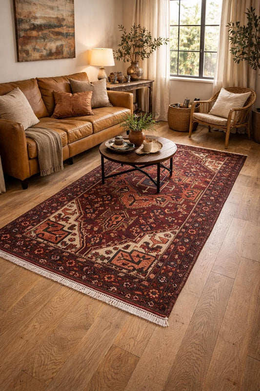 Vintage Turkish Rug 3.3x6.7 ft Hand Knotted Anatolian Tribal Geometric Rug 1960s