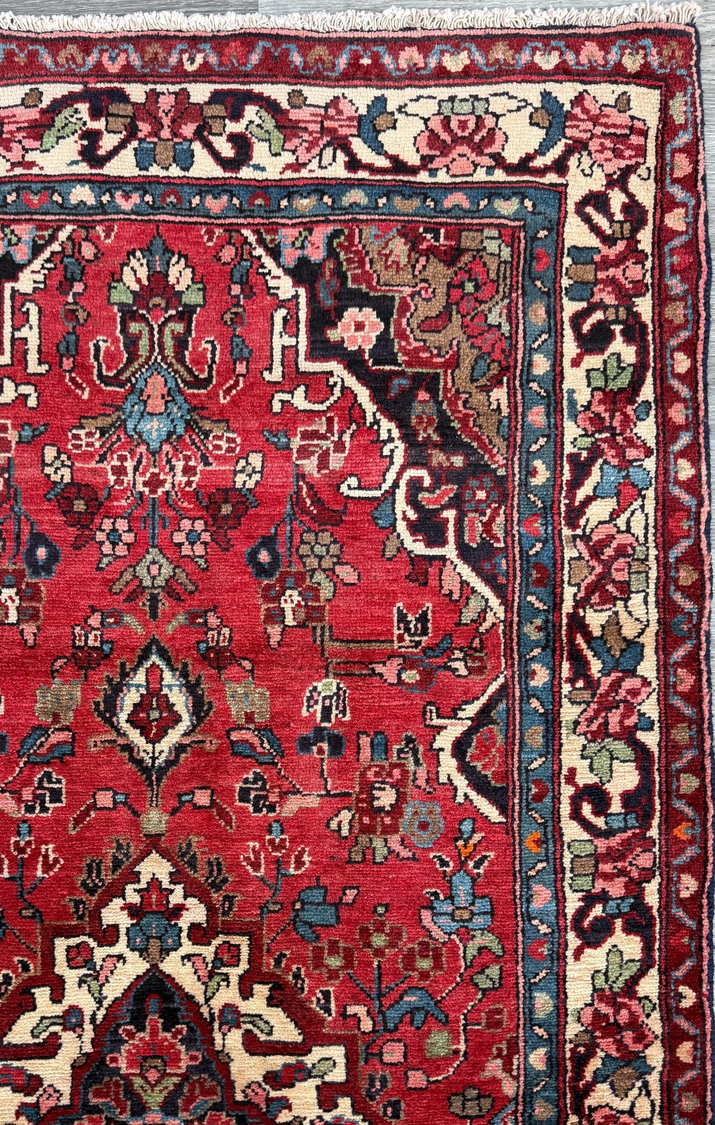 Vintage Turkish Rug 3.7x7.2 ft Hand Knotted Anatolian Tribal Geometric Runner 1960s