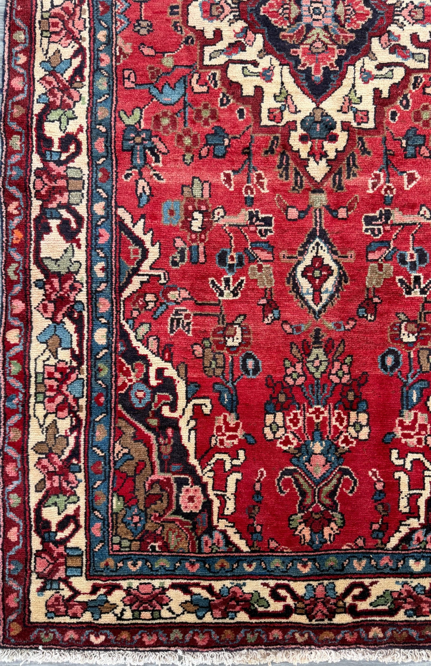 Vintage Turkish Rug 3.7x7.2 ft Hand Knotted Anatolian Tribal Geometric Runner 1960s