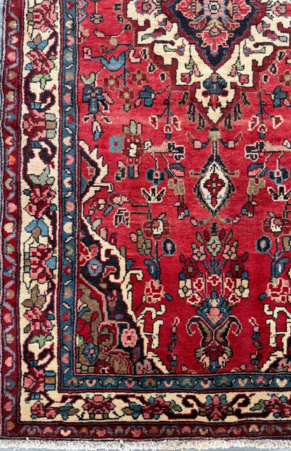 Vintage Turkish Rug 3.7x7.2 ft Hand Knotted Anatolian Tribal Geometric Runner 1960s