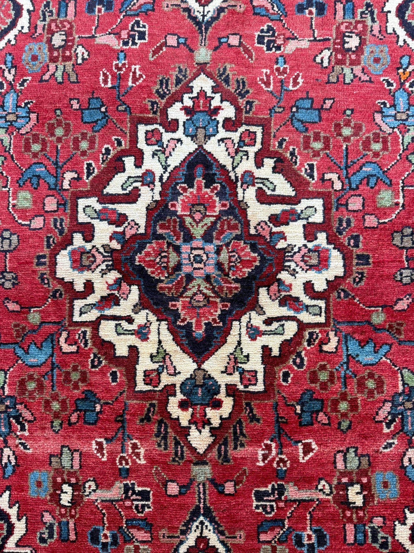 Vintage Turkish Rug 3.7x7.2 ft Hand Knotted Anatolian Tribal Geometric Runner 1960s