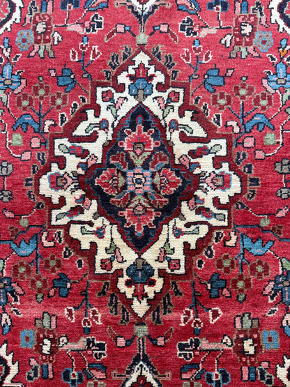 Vintage Turkish Rug 3.7x7.2 ft Hand Knotted Anatolian Tribal Geometric Runner 1960s