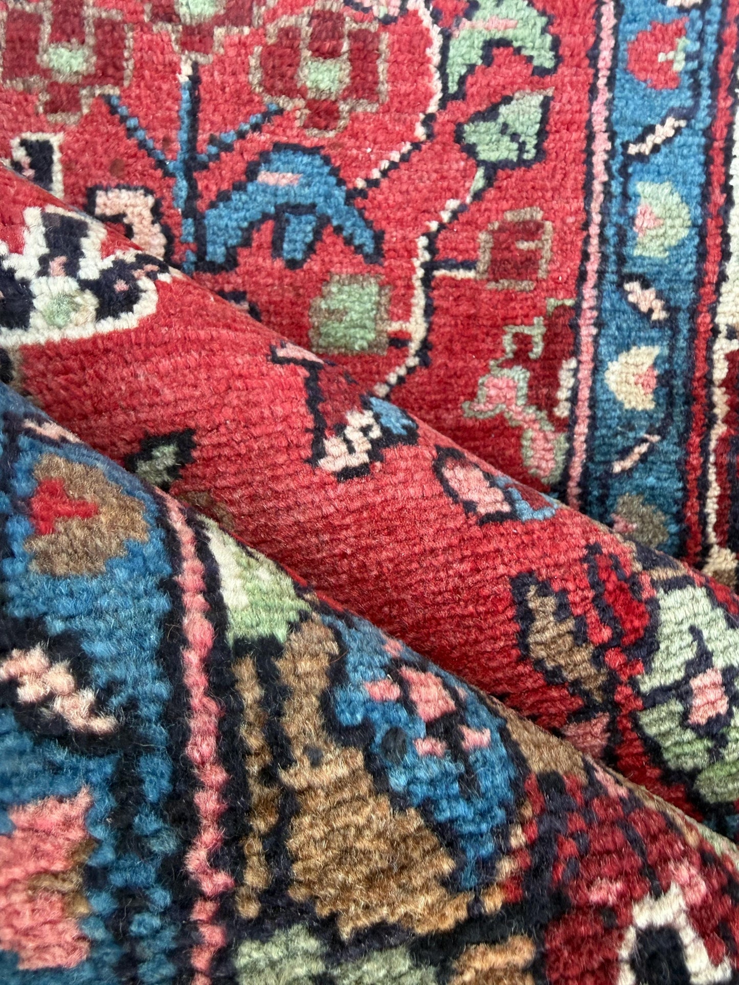Vintage Turkish Rug 3.7x7.2 ft Hand Knotted Anatolian Tribal Geometric Runner 1960s