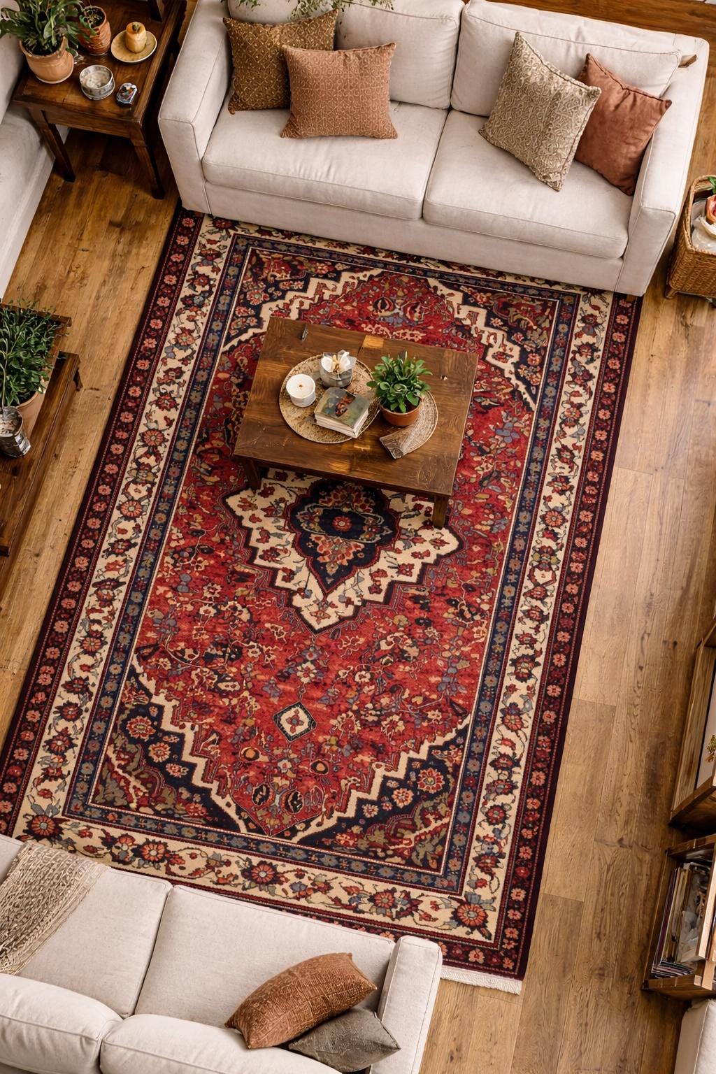 Vintage Turkish Rug 3.7x7.2 ft Hand Knotted Anatolian Tribal Geometric Runner 1960s