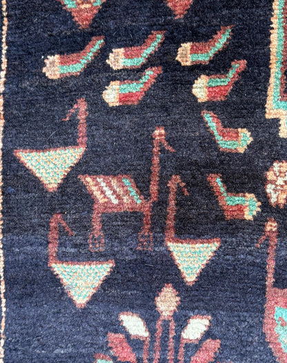 Vintage Turkish Rug 5x11 ft, Hand-Knotted Wool Anatolian Tribal Rug, Tree of Life Design
