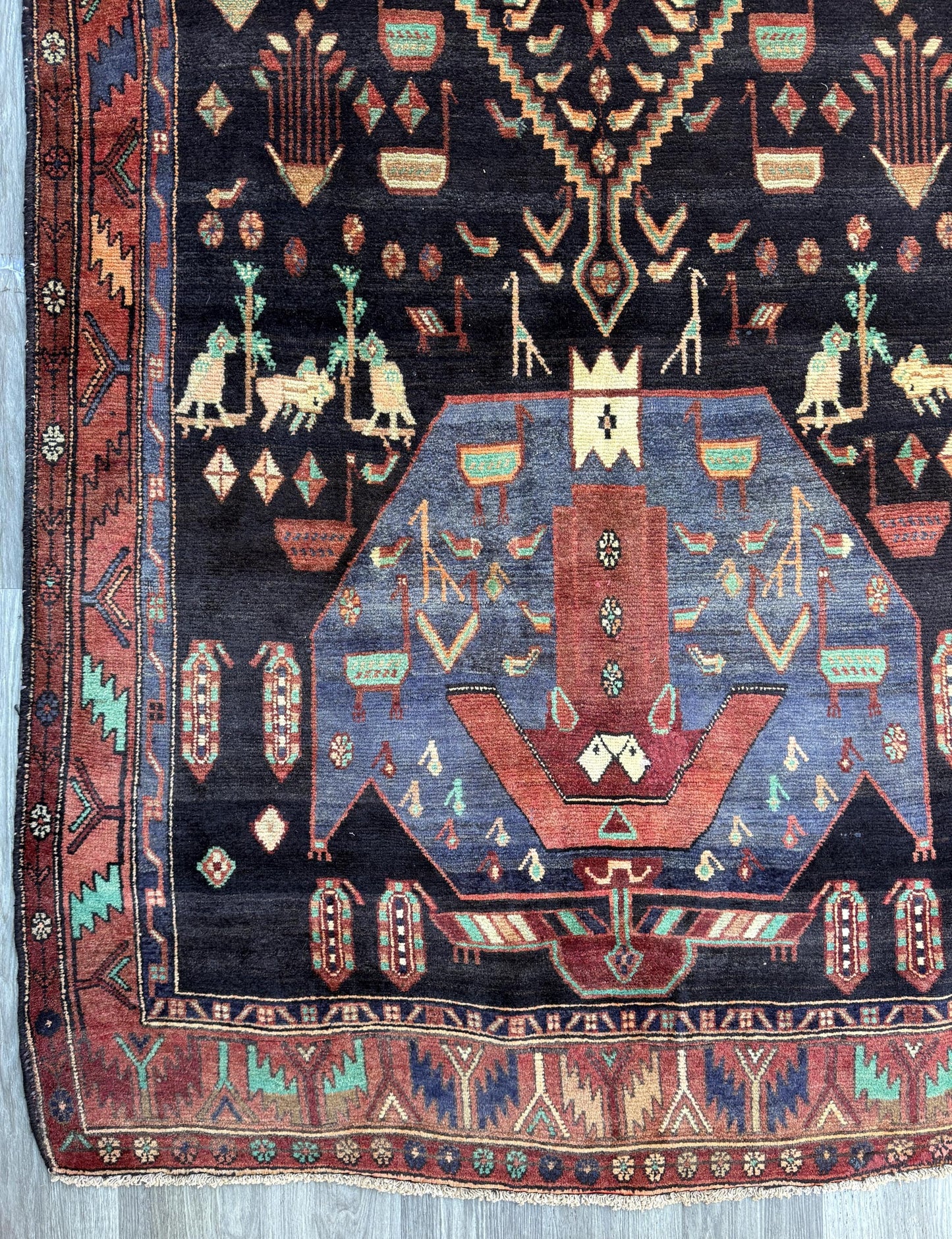 Vintage Turkish Rug 5x11 ft, Hand-Knotted Wool Anatolian Tribal Rug, Tree of Life Design