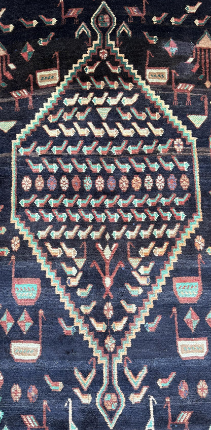 Vintage Turkish Rug 5x11 ft, Hand-Knotted Wool Anatolian Tribal Rug, Tree of Life Design
