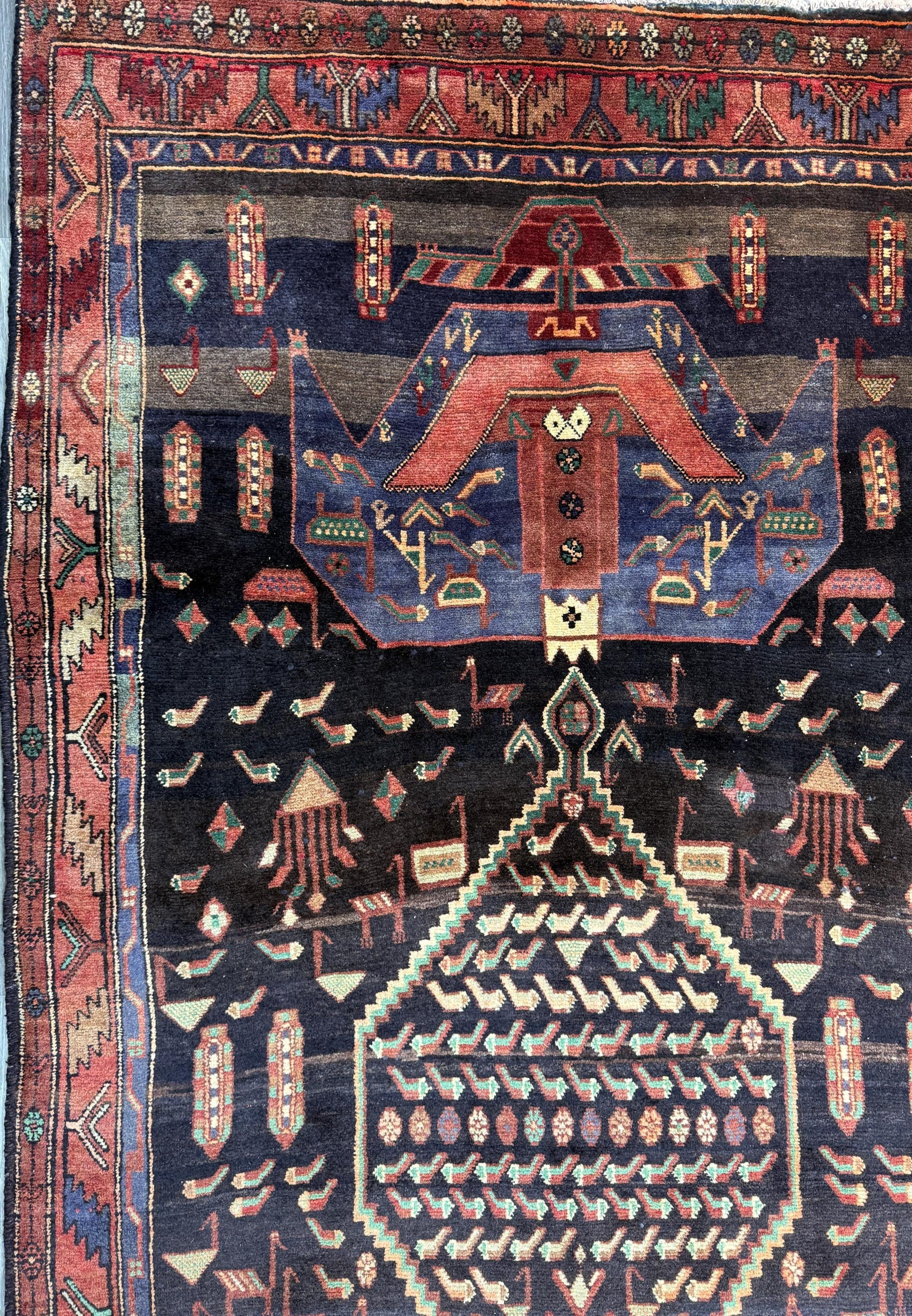 Vintage Turkish Rug 5x11 ft, Hand-Knotted Wool Anatolian Tribal Rug, Tree of Life Design