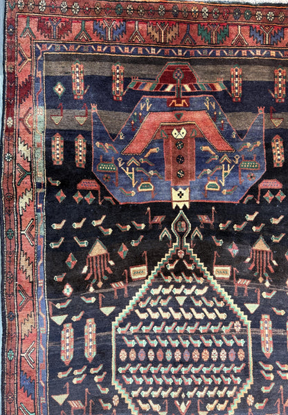 Vintage Turkish Rug 5x11 ft, Hand-Knotted Wool Anatolian Tribal Rug, Tree of Life Design