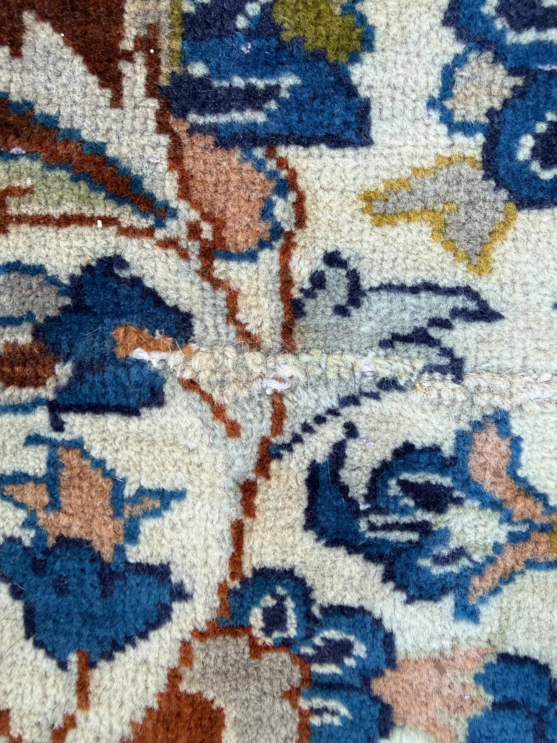 Turkish Beige Vintage Rug 6x10 ft Hand Knotted Wool Anatolian Traditional Area Rug 1970s Floral Medallion Carpet