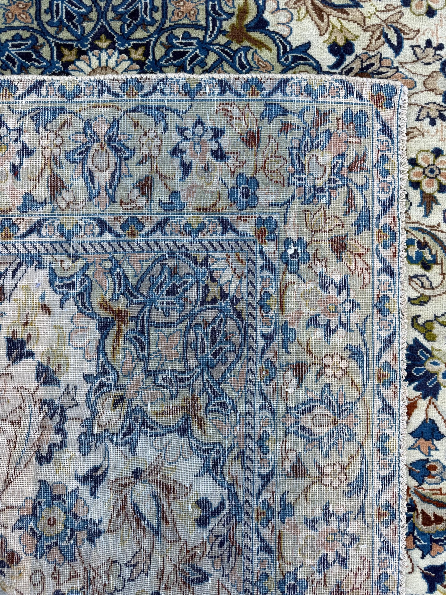 Turkish Beige Vintage Rug 6x10 ft Hand Knotted Wool Anatolian Traditional Area Rug 1970s Floral Medallion Carpet