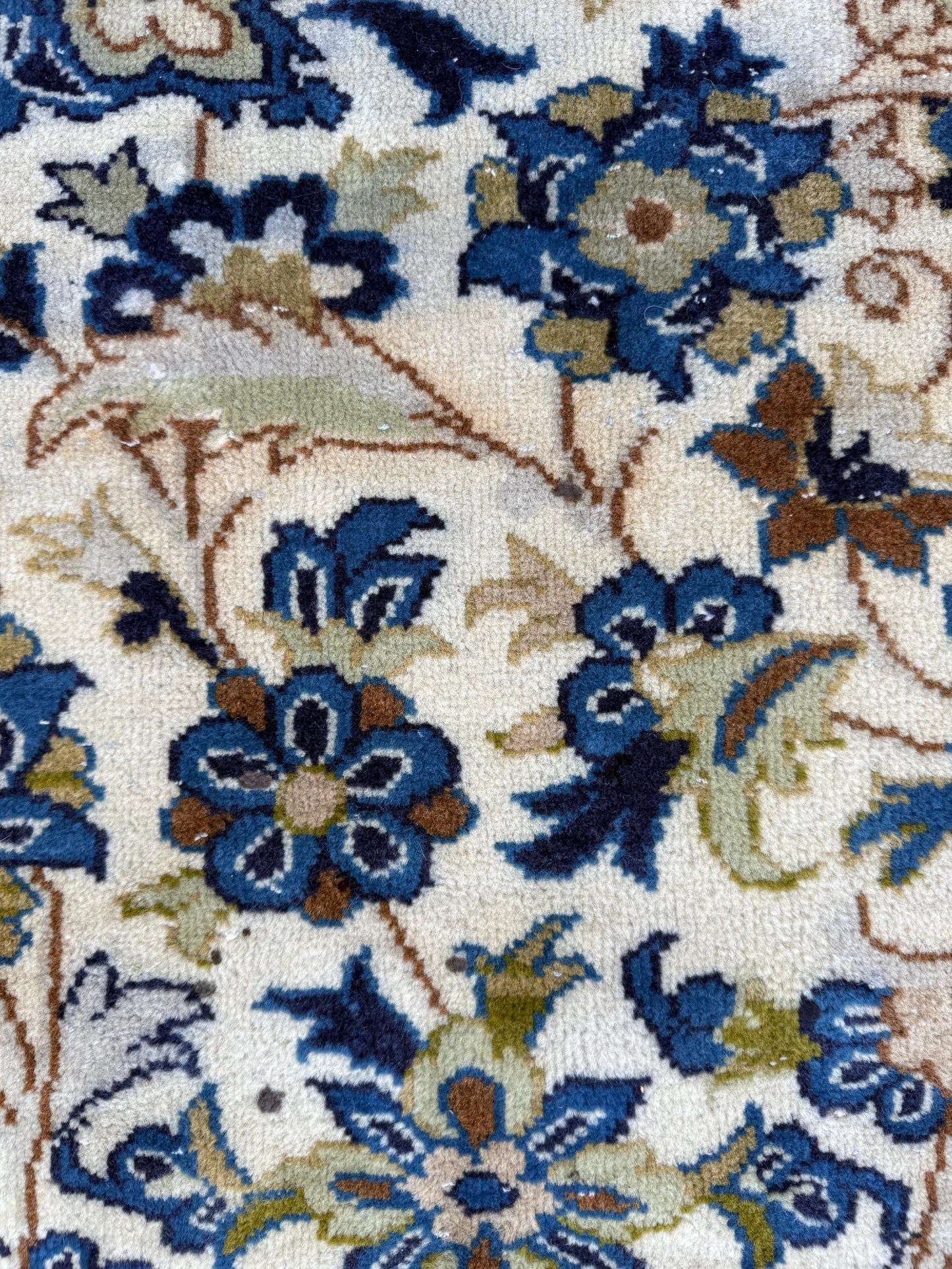 Turkish Beige Vintage Rug 6x10 ft Hand Knotted Wool Anatolian Traditional Area Rug 1970s Floral Medallion Carpet