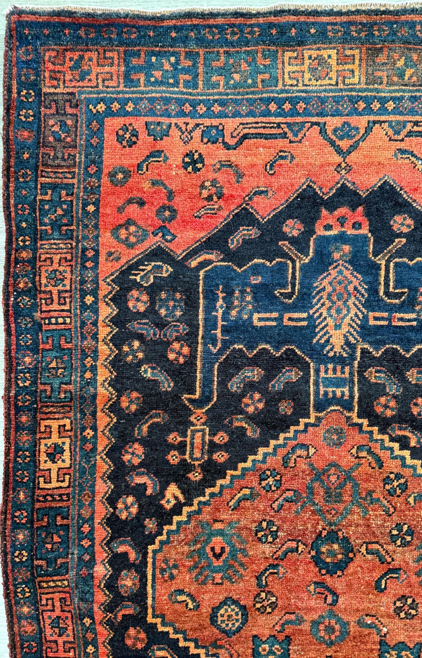 Vintage Turkish Rug 4x7 ft Hand Knotted Authentic Wool Anatolian Geometric Area Rug 1960s Tribal Medallion Carpet