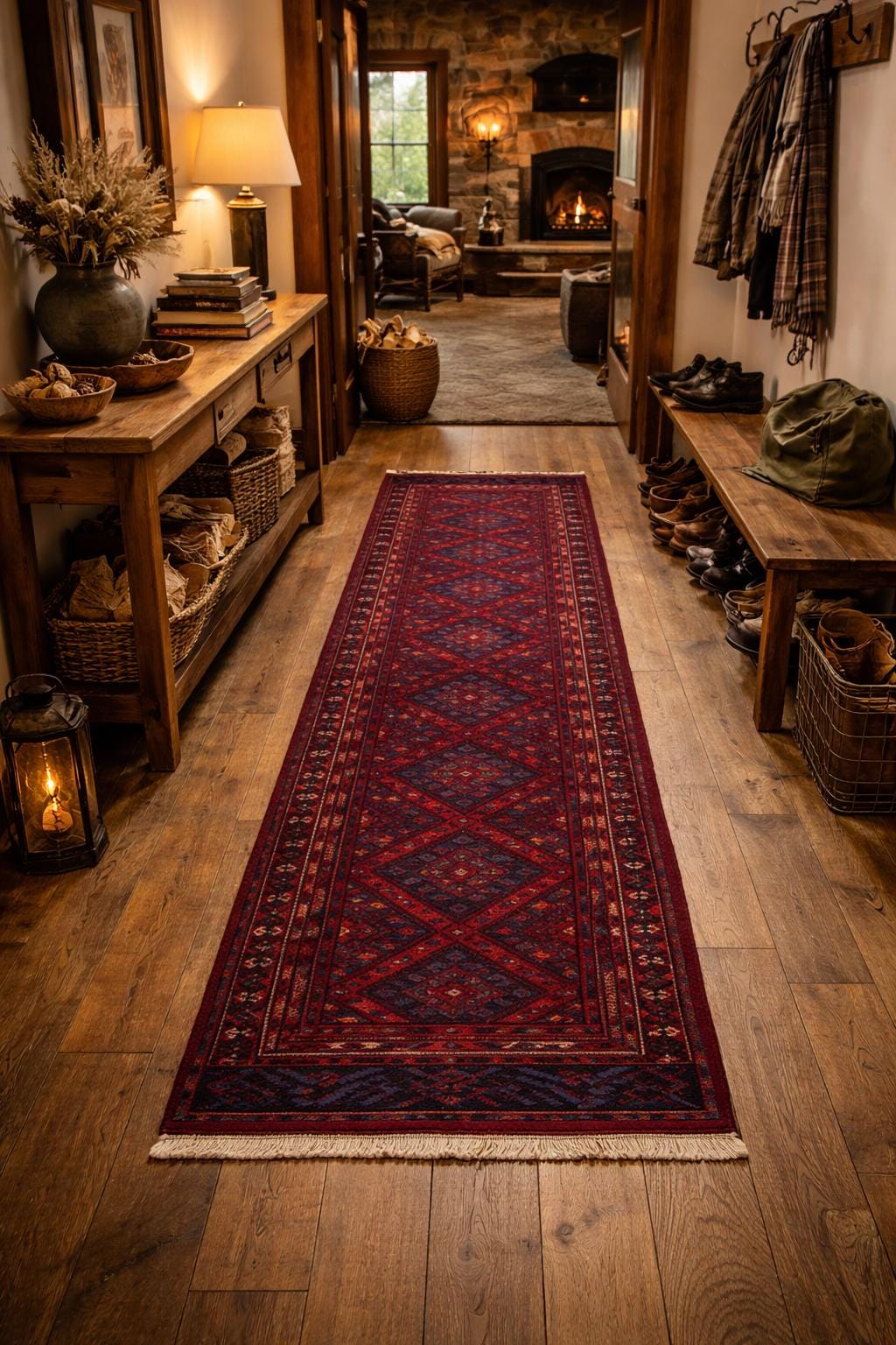 Vintage Turkish Runner Rug 2x8 ft Hand Knotted Geometric Anatolian Rug 1980s