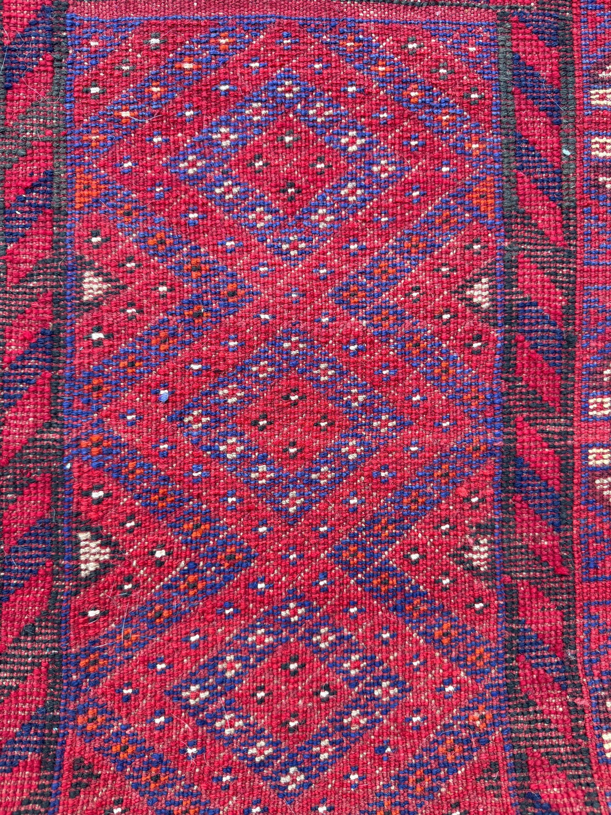 Vintage Turkish Runner Rug 2x8 ft Hand Knotted Geometric Anatolian Rug 1980s