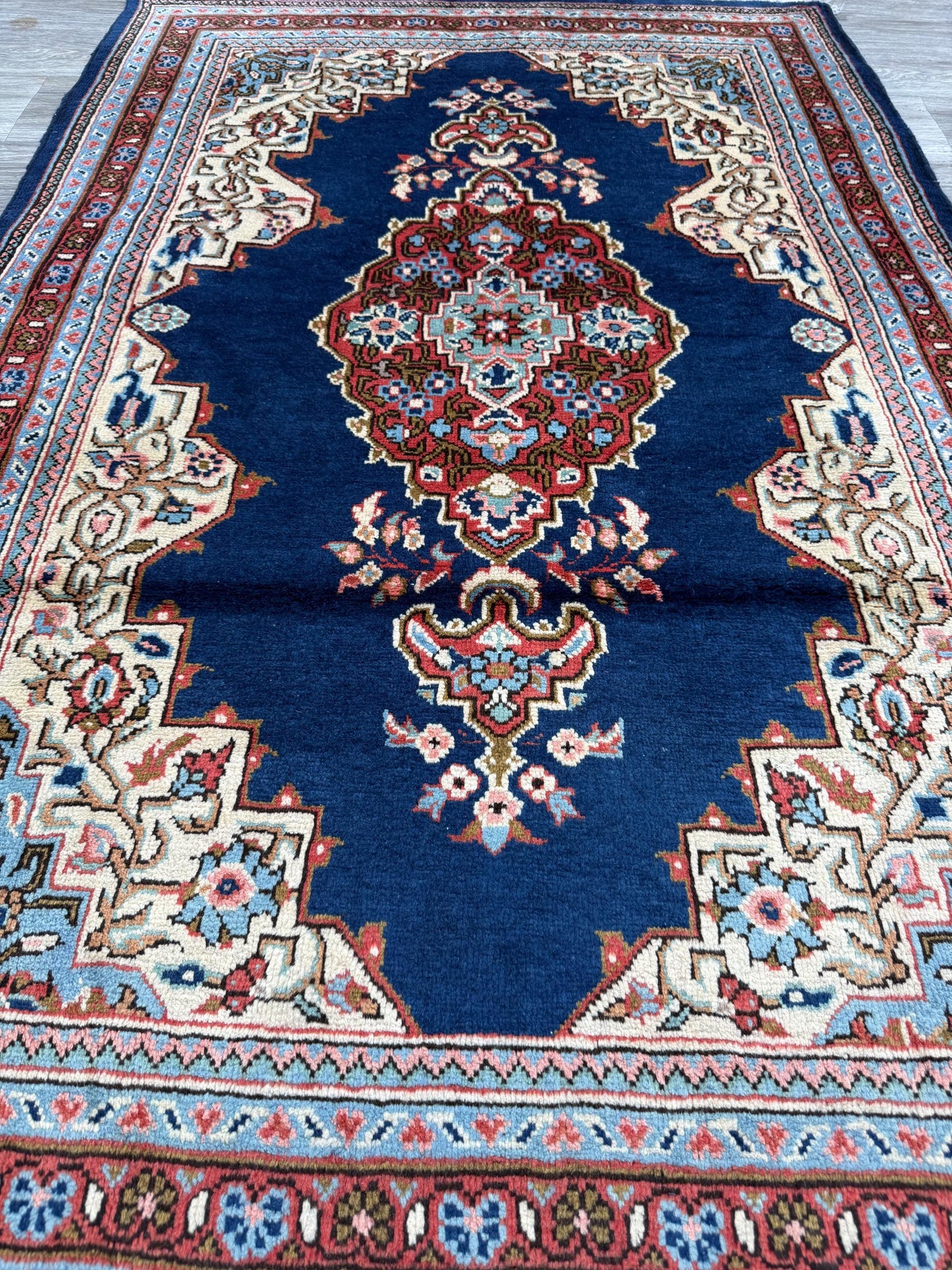 Vintage Turkish Rug 3.8x8 ft Hand Knotted Anatolian Village Medallion Runner 1970s