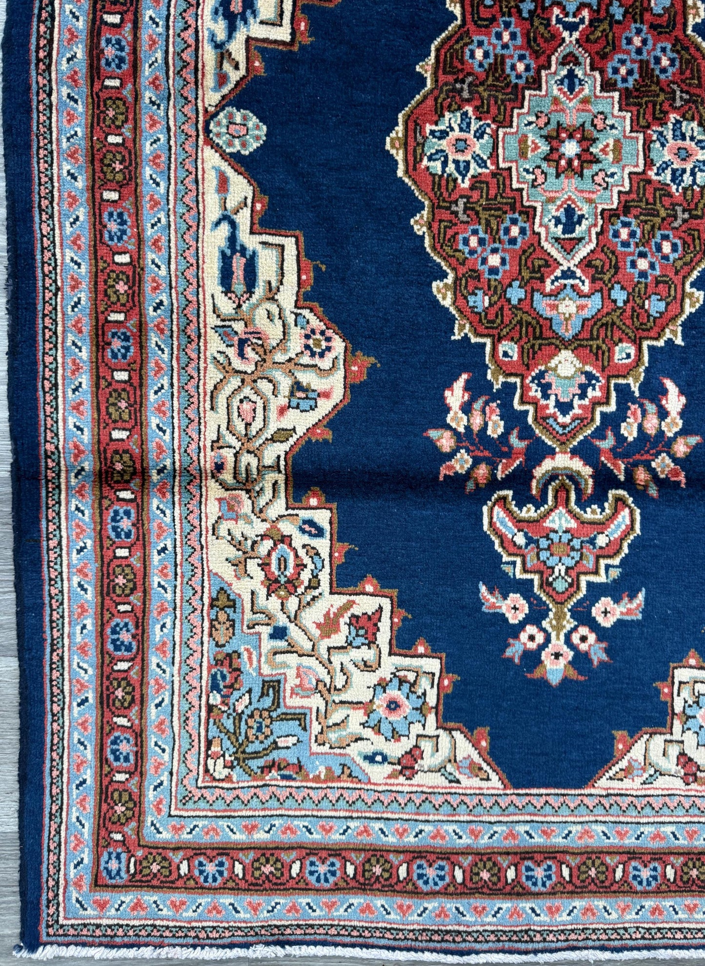 Vintage Turkish Rug 3.8x8 ft Hand Knotted Anatolian Village Medallion Runner 1970s