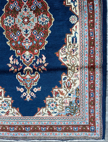 Vintage Turkish Rug 3.8x8 ft Hand Knotted Anatolian Village Medallion Runner 1970s