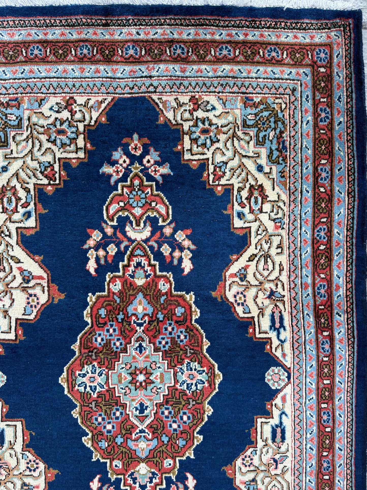 Vintage Turkish Rug 3.8x8 ft Hand Knotted Anatolian Village Medallion Runner 1970s