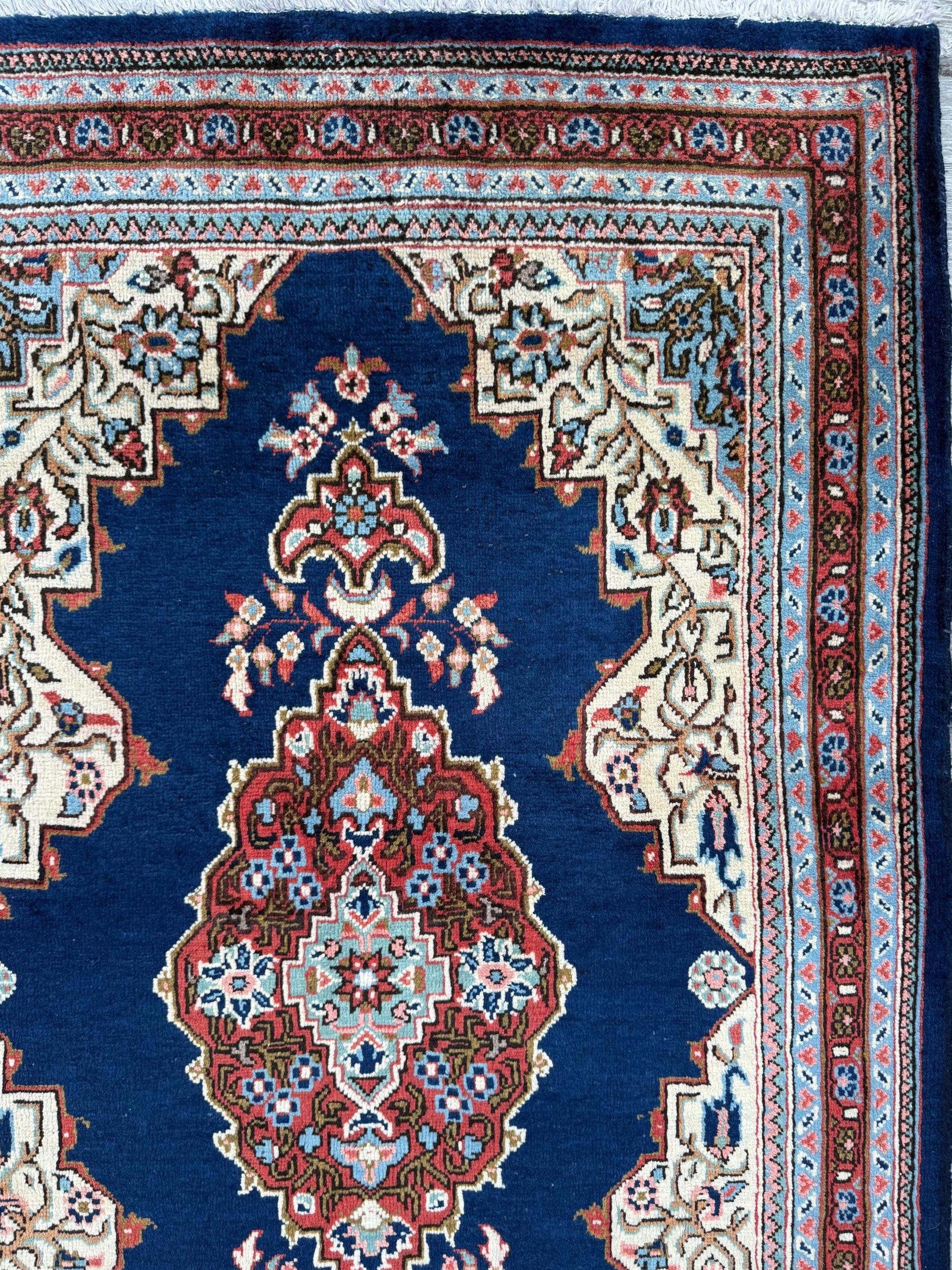 Vintage Turkish Rug 3.8x8 ft Hand Knotted Anatolian Village Medallion Runner 1970s