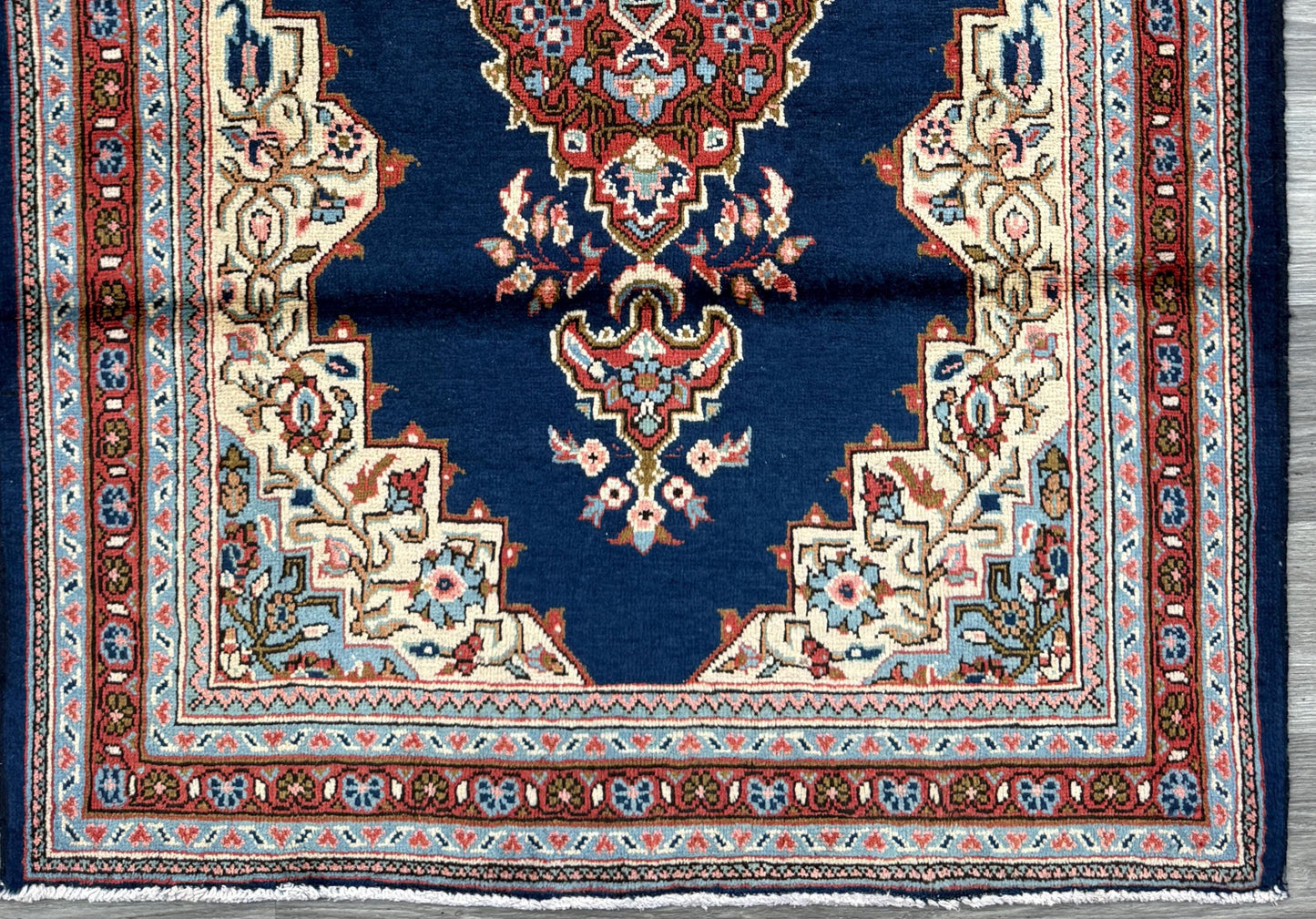 Vintage Turkish Rug 3.8x8 ft Hand Knotted Anatolian Village Medallion Runner 1970s