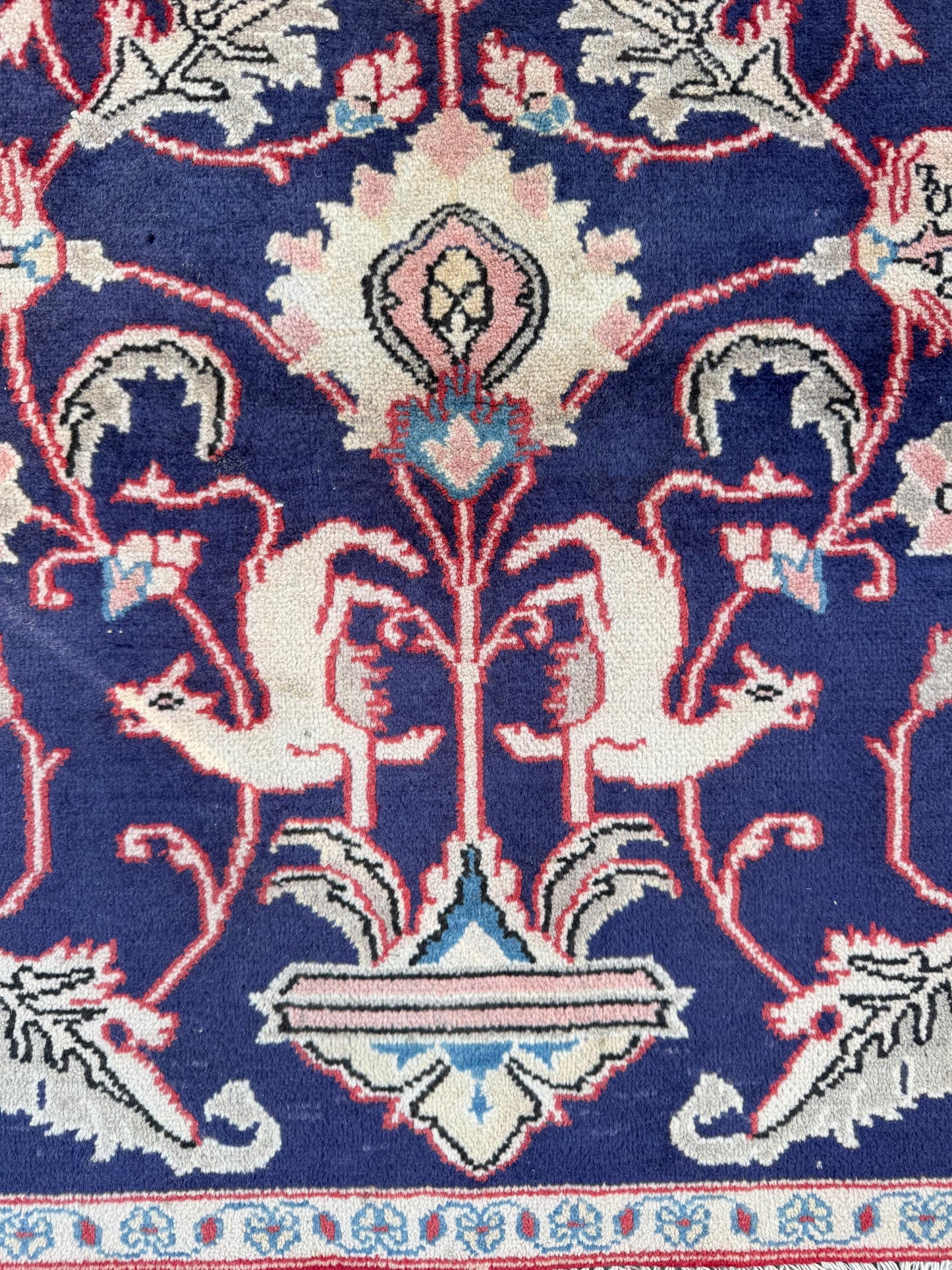 Vintage Turkish Pictorial Tree of Life Rug 3x6 ft Hand Knotted Wool Anatolian Bohemian Area Rug 1970s