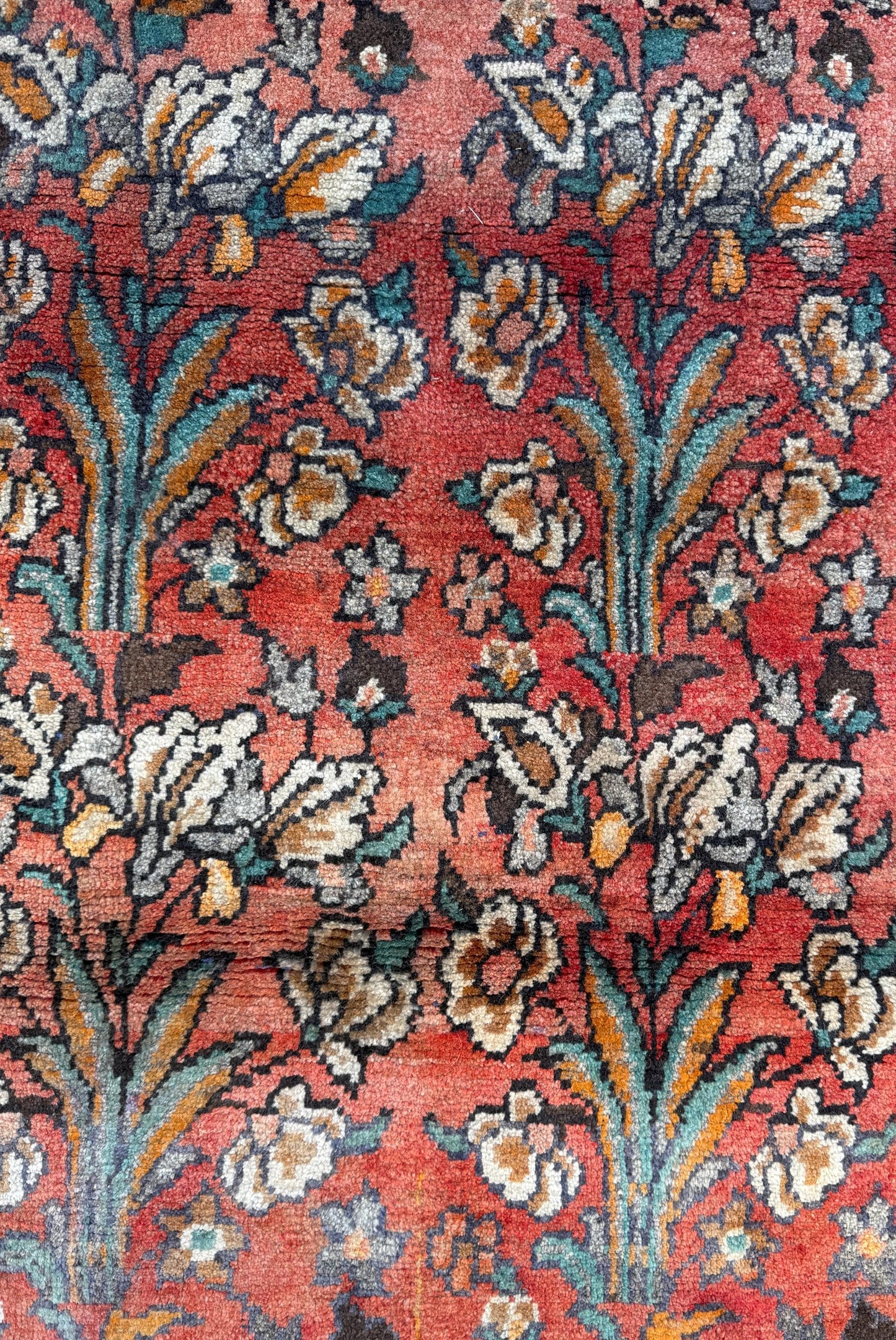 Vintage Turkish Rug 4x6 ft, Hand-Knotted Wool Floral Area Rug, Signed