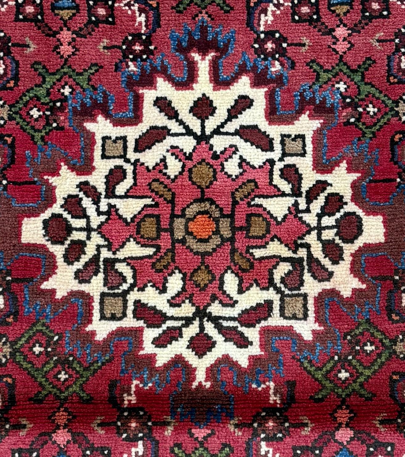 Vintage Turkish Rug 3x5 ft Hand Knotted Wool Anatolian Geometric Tribal Area Rug 1980s