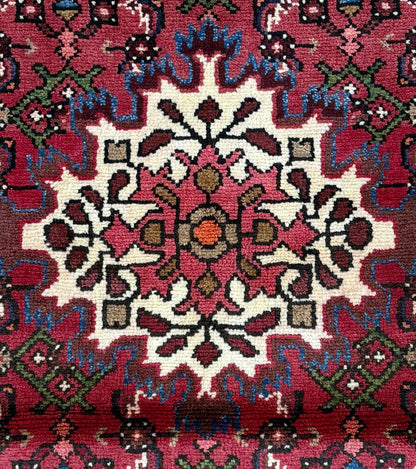 Vintage Turkish Rug 3x5 ft Hand Knotted Wool Anatolian Geometric Tribal Area Rug 1980s