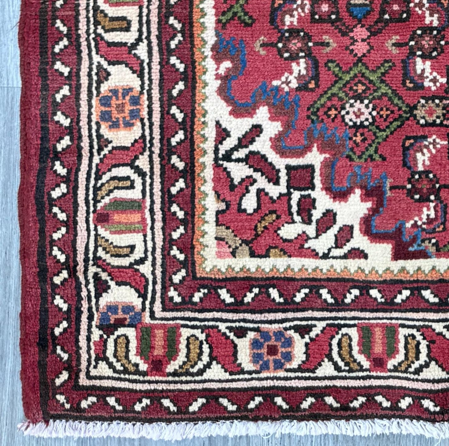 Vintage Turkish Rug 3x5 ft Hand Knotted Wool Anatolian Geometric Tribal Area Rug 1980s