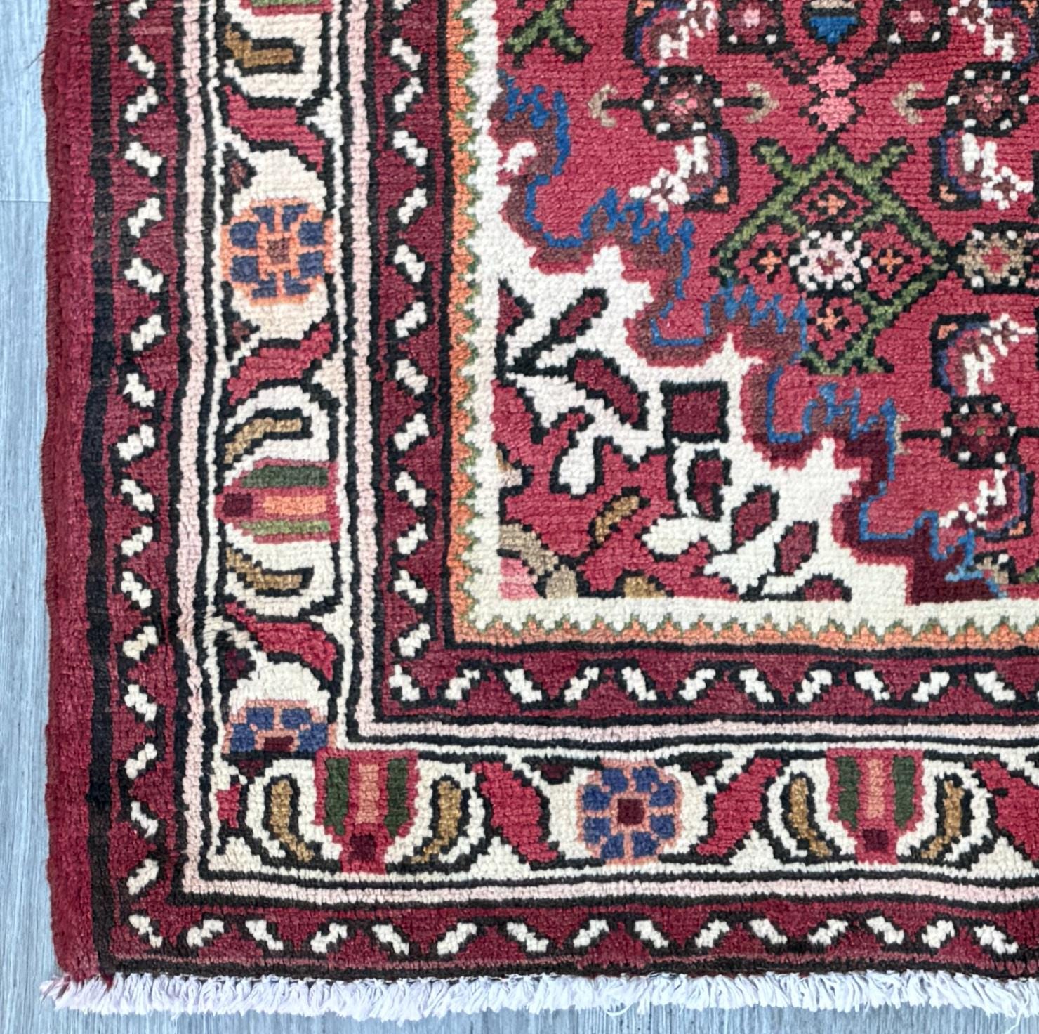 Vintage Turkish Rug 3x5 ft Hand Knotted Wool Anatolian Geometric Tribal Area Rug 1980s