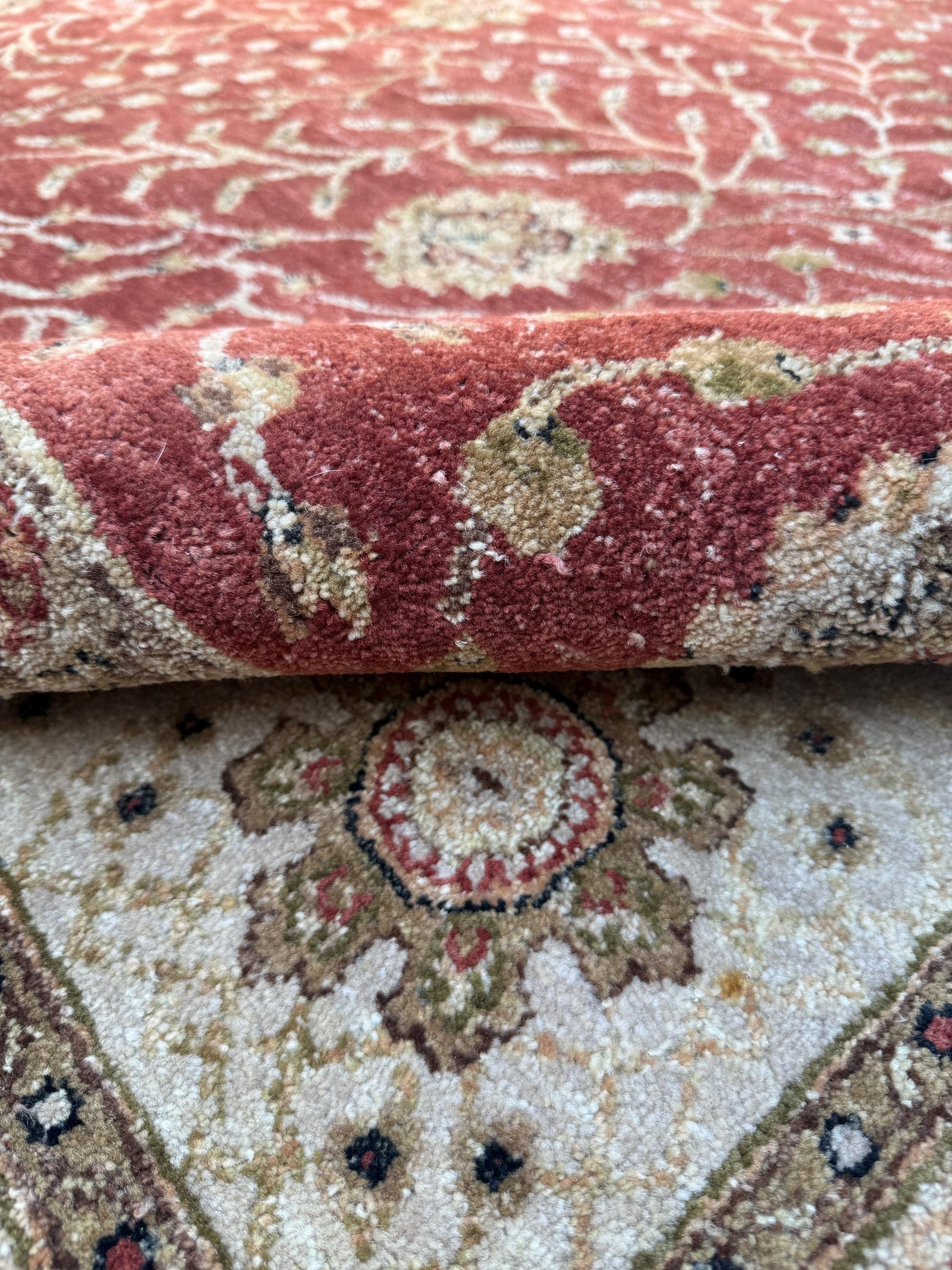 Vintage Oushak Rug 8x11 ft Hand Knotted Wool Large Turkish Area Rug 1980s