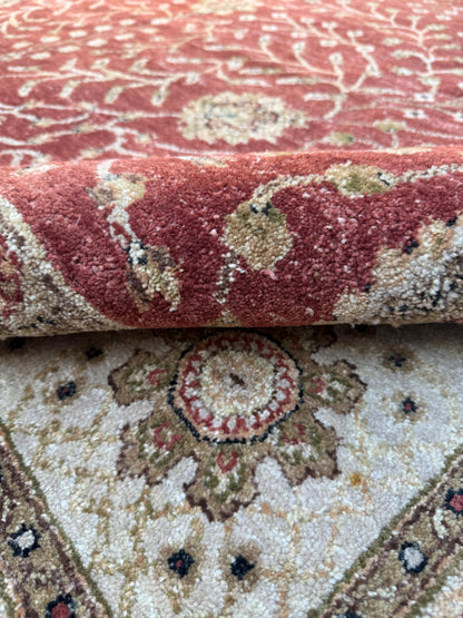 Vintage Oushak Rug 8x11 ft Hand Knotted Wool Large Turkish Area Rug 1980s