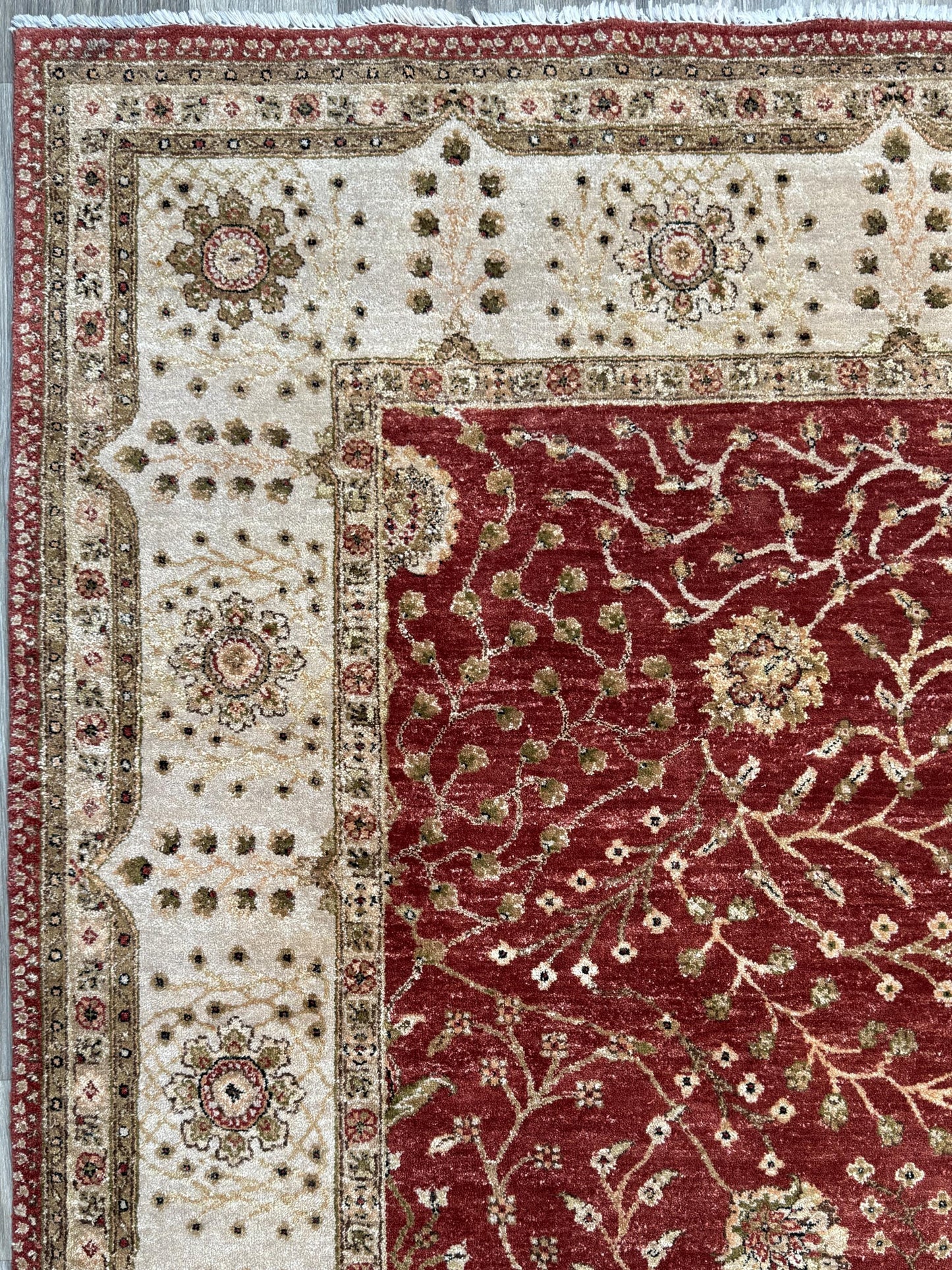 Vintage Oushak Rug 8x11 ft Hand Knotted Wool Large Turkish Area Rug 1980s