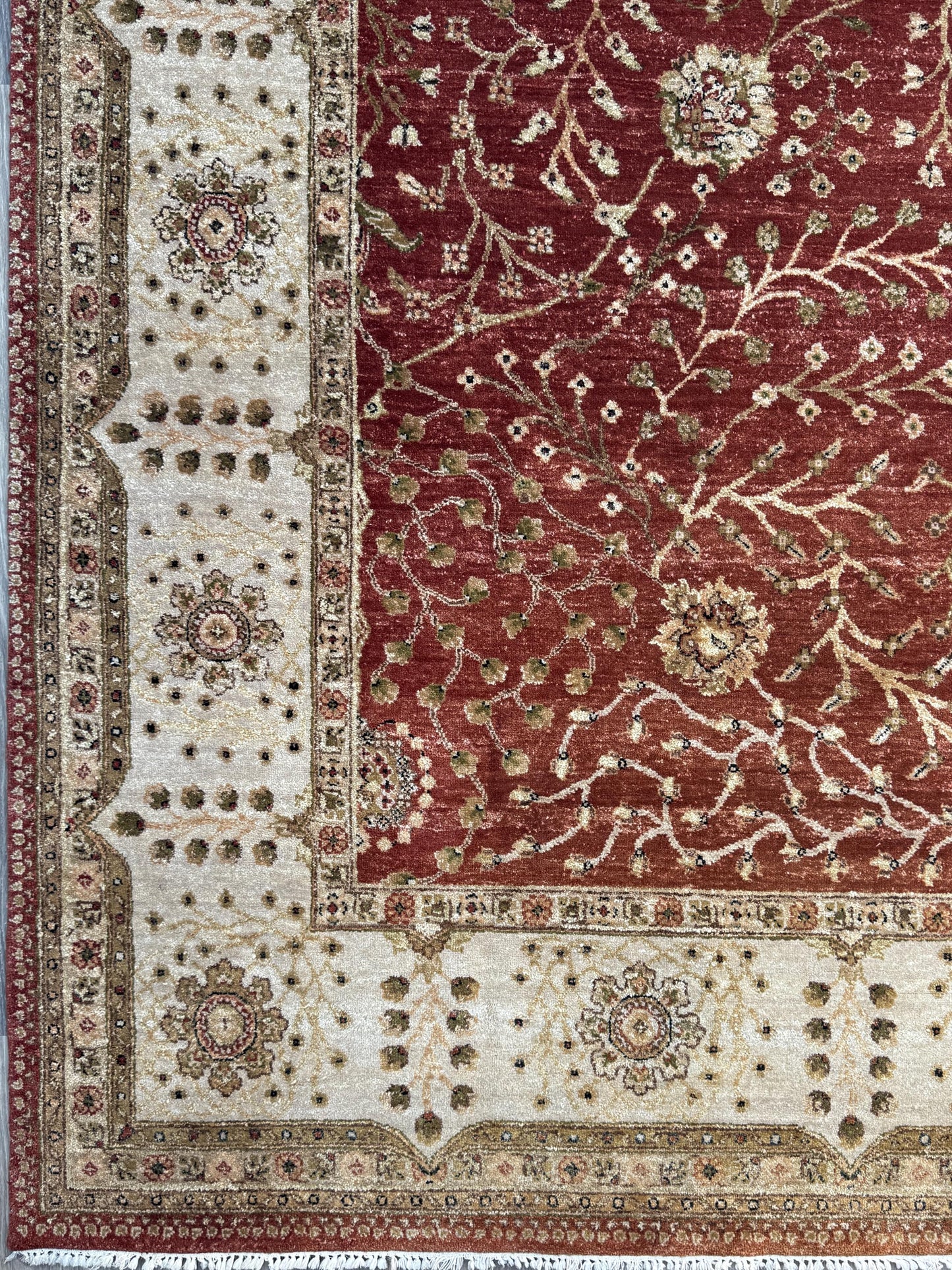 Vintage Oushak Rug 8x11 ft Hand Knotted Wool Large Turkish Area Rug 1980s