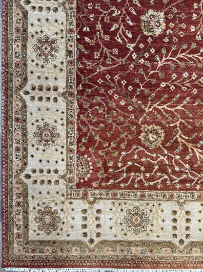 Vintage Oushak Rug 8x11 ft Hand Knotted Wool Large Turkish Area Rug 1980s