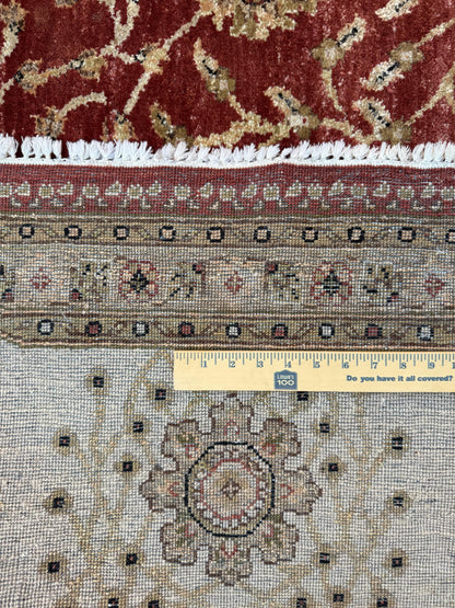 Vintage Oushak Rug 8x11 ft Hand Knotted Wool Large Turkish Area Rug 1980s