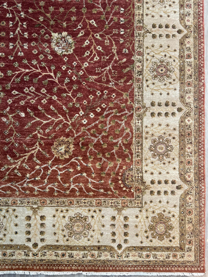 Vintage Oushak Rug 8x11 ft Hand Knotted Wool Large Turkish Area Rug 1980s