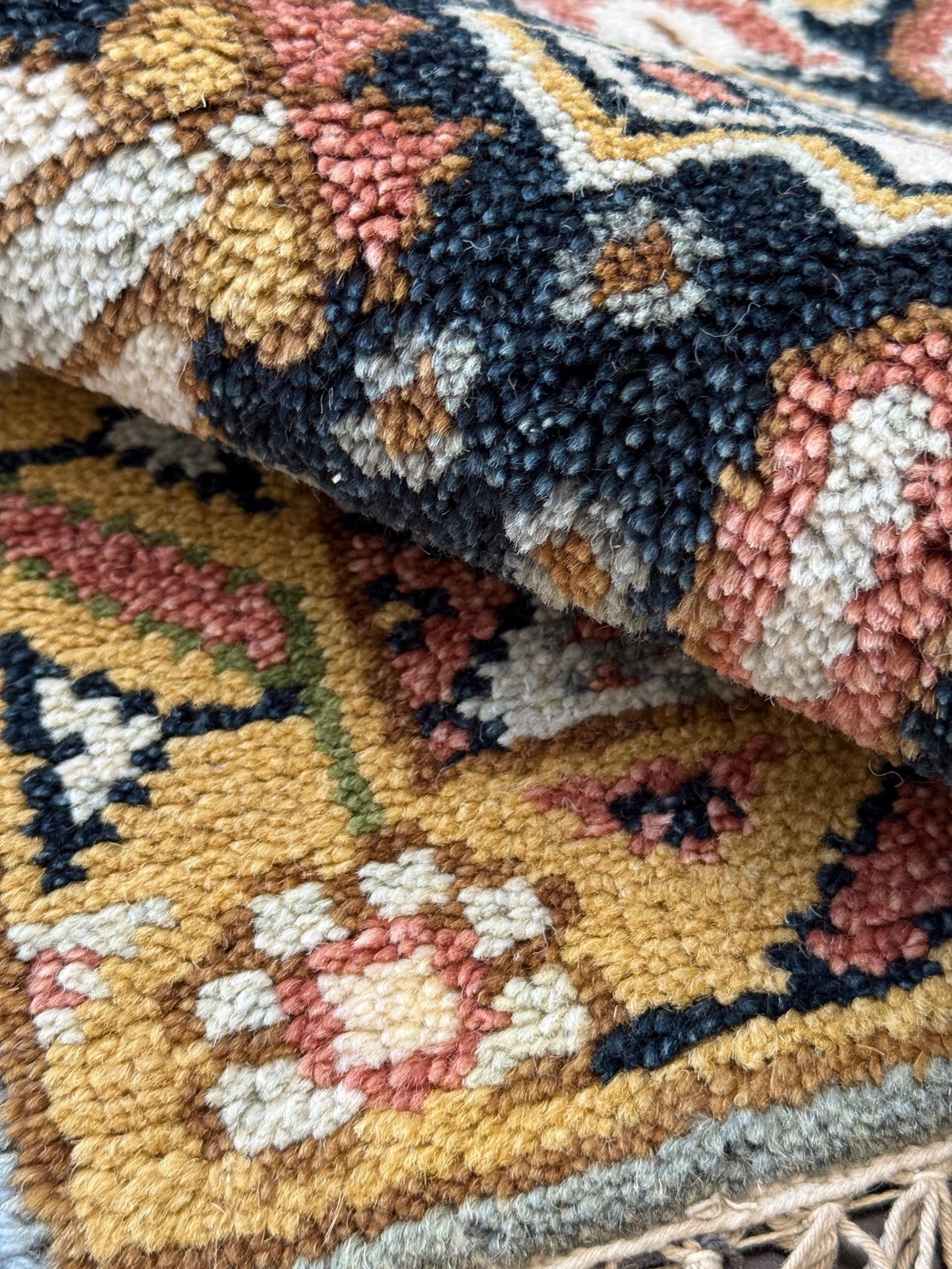 Turkish Oushak Rug 2.6x10.4 ft Handmade Multicolored Wool Runner Modern Bohemian Area Rug
