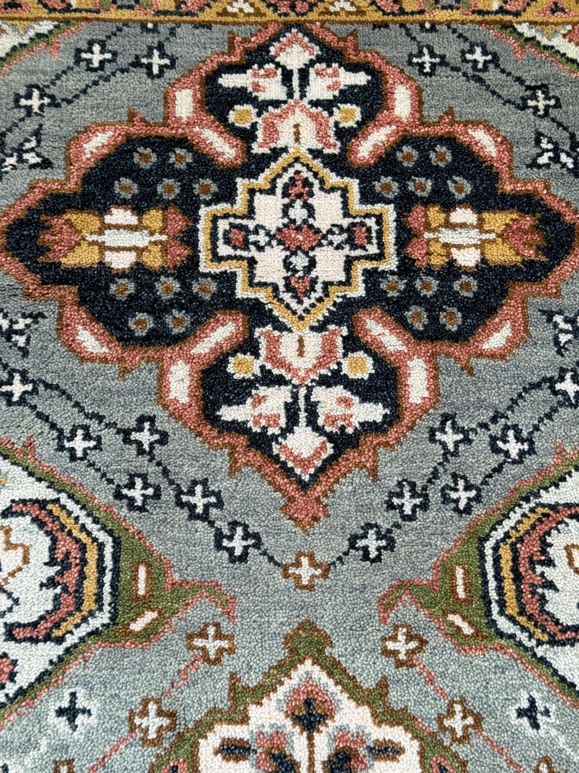 Turkish Oushak Rug 2.6x10.4 ft Handmade Multicolored Wool Runner Modern Bohemian Area Rug
