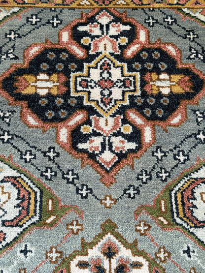 Turkish Oushak Rug 2.6x10.4 ft Handmade Multicolored Wool Runner Modern Bohemian Area Rug